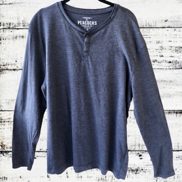 PEACOCKS Ltd from UK Gray Long Sleeve Top Henley Mens XL - Picture 5 of 13